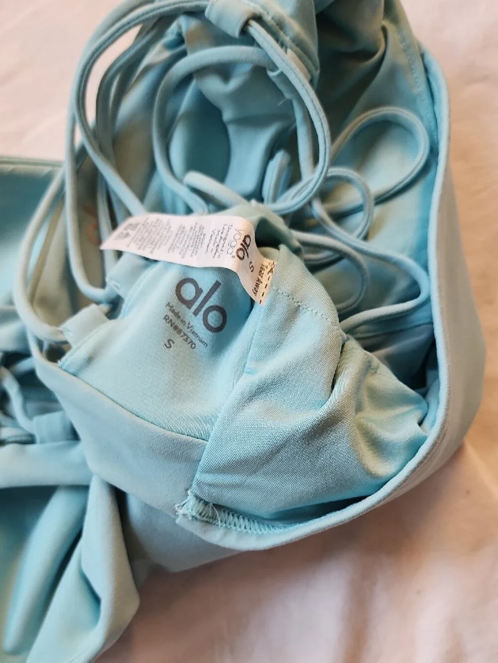 ALO Yoga Sky Blue High Neck Crop Tank with Keyhole Back Small